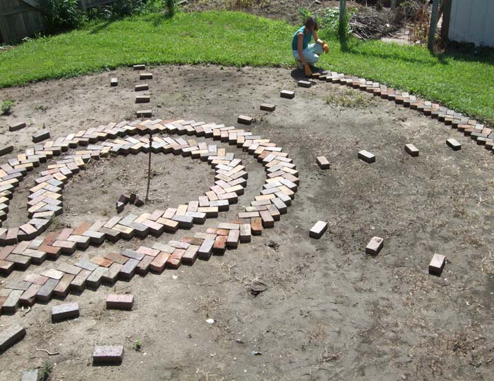 Laying brick for the labyrinth