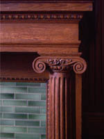 Columns on mantel in family room