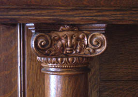 Top of column on mantel in master bedroom